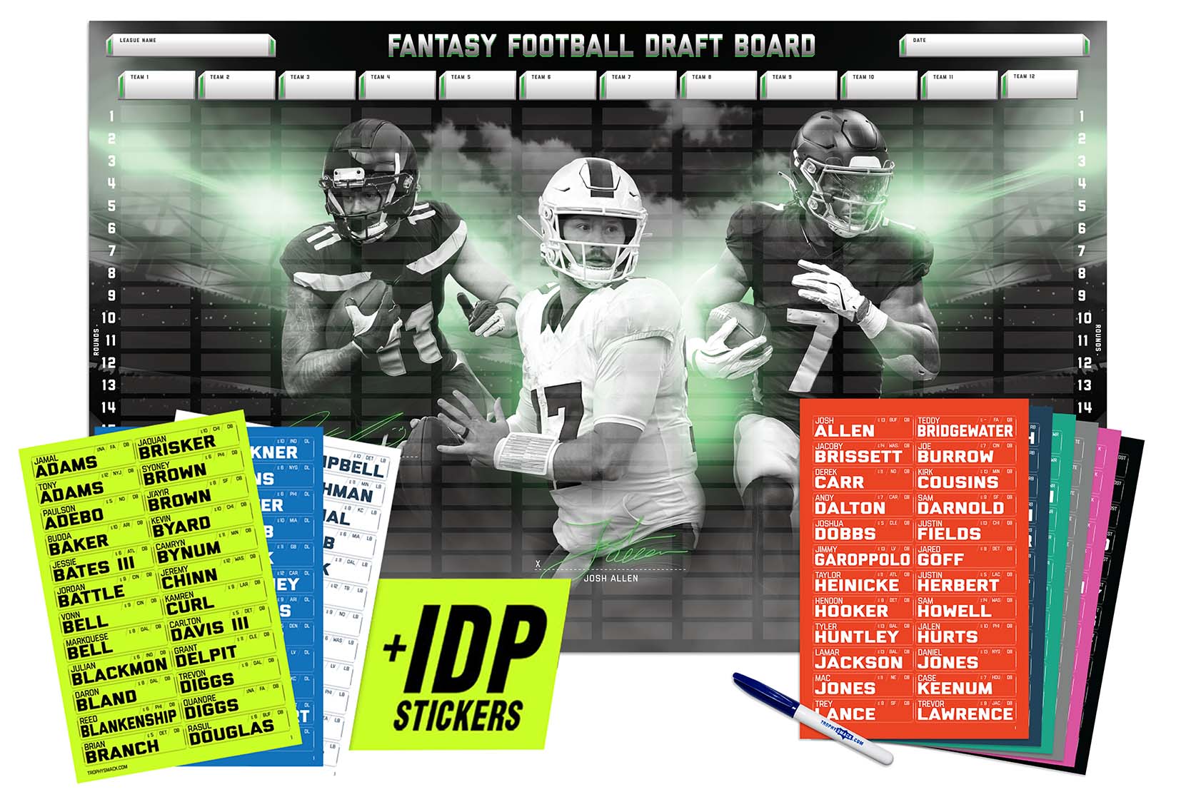 2026 NFL Superstar Fantasy Football Draft Board Kit - 12, 10, 8 team - Image 11