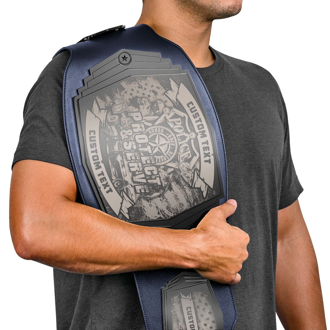 Law Enforcement Engraved Championship Belt - Gunmetal Gray - Image 2