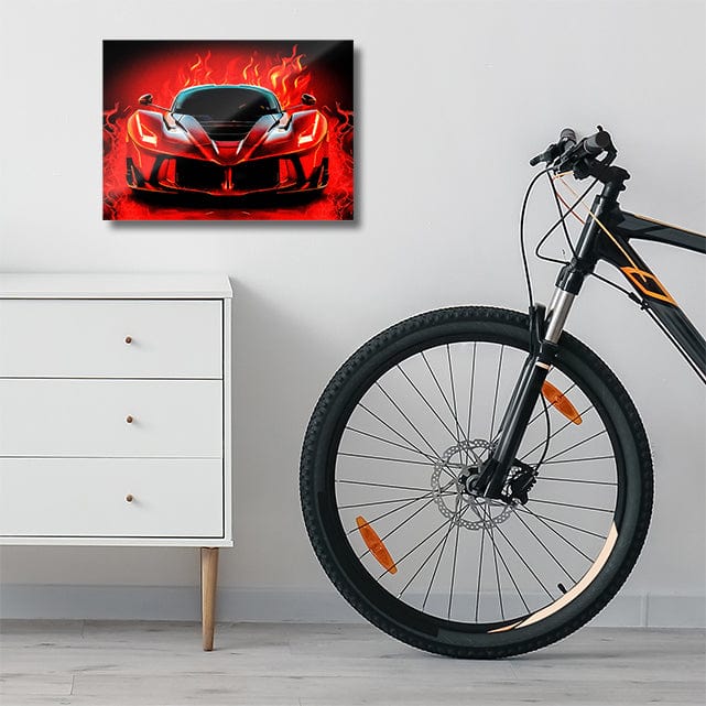 Red Sports Car Flames - Metal Wall Art - Image 6