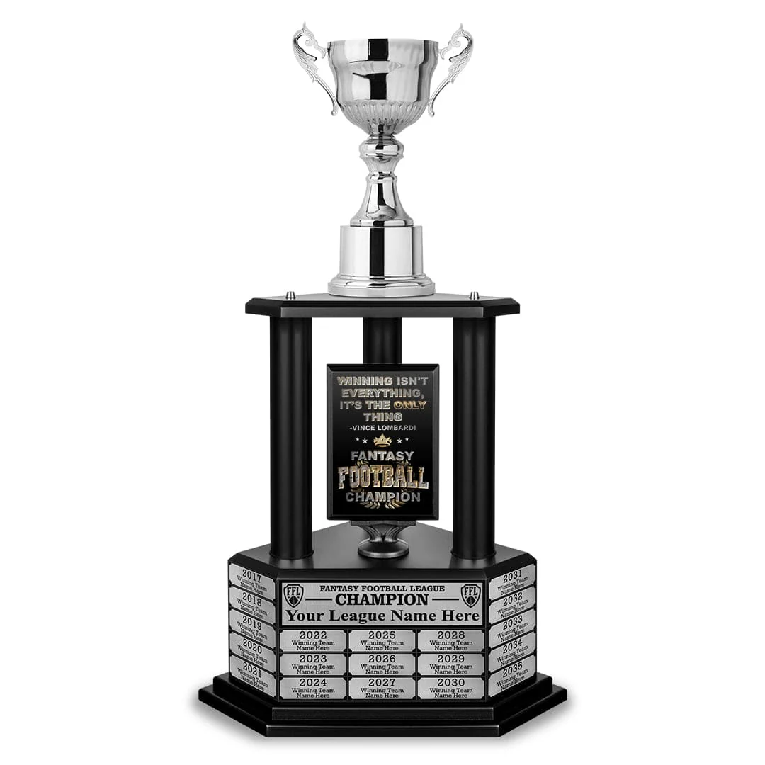 26"-56" Fantasy Football Perpetual Trophy - Silver Cup - Image 2