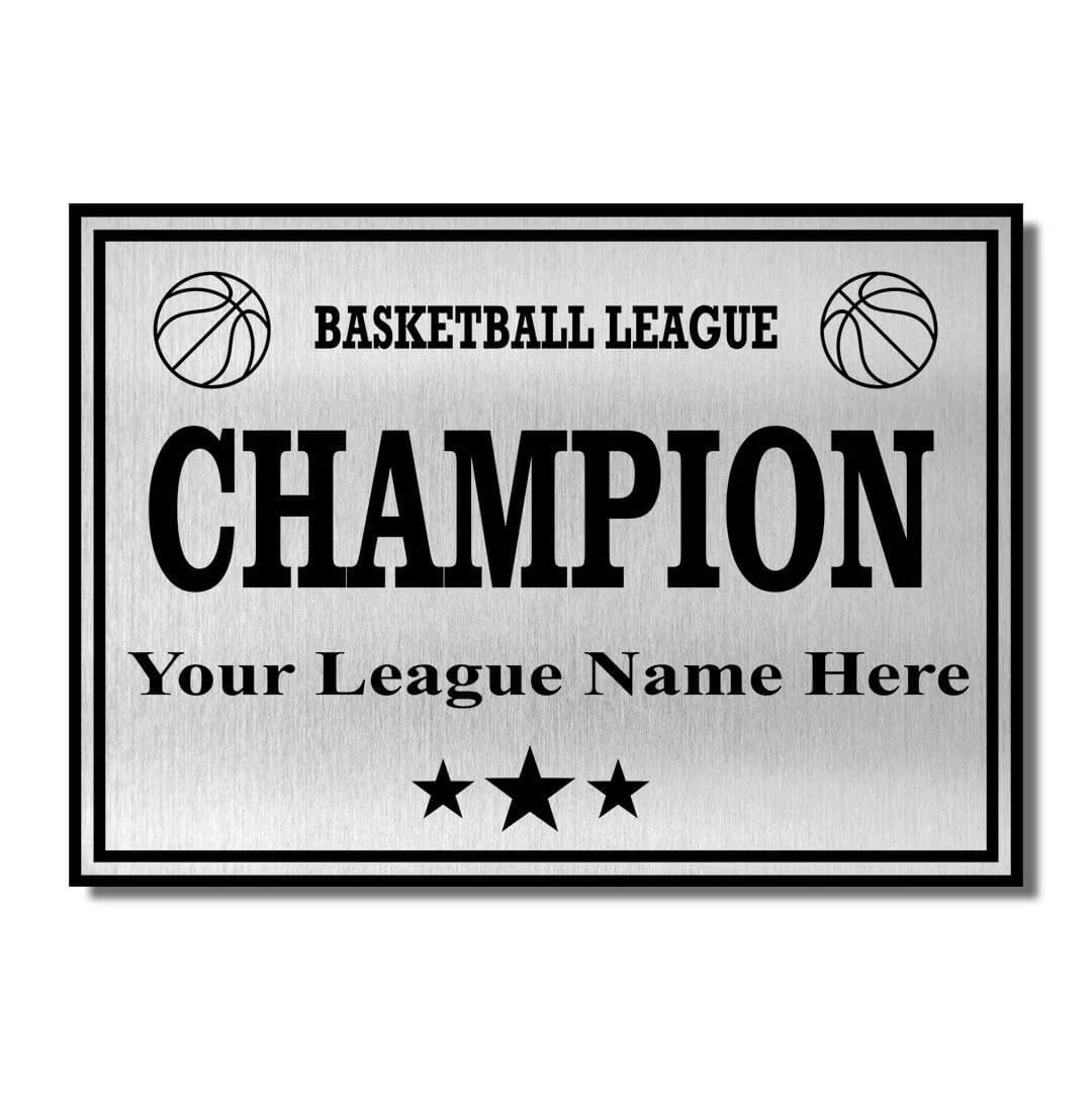 Square Base Basketball / Fantasy Basketball League Plate - Silver - Image 2